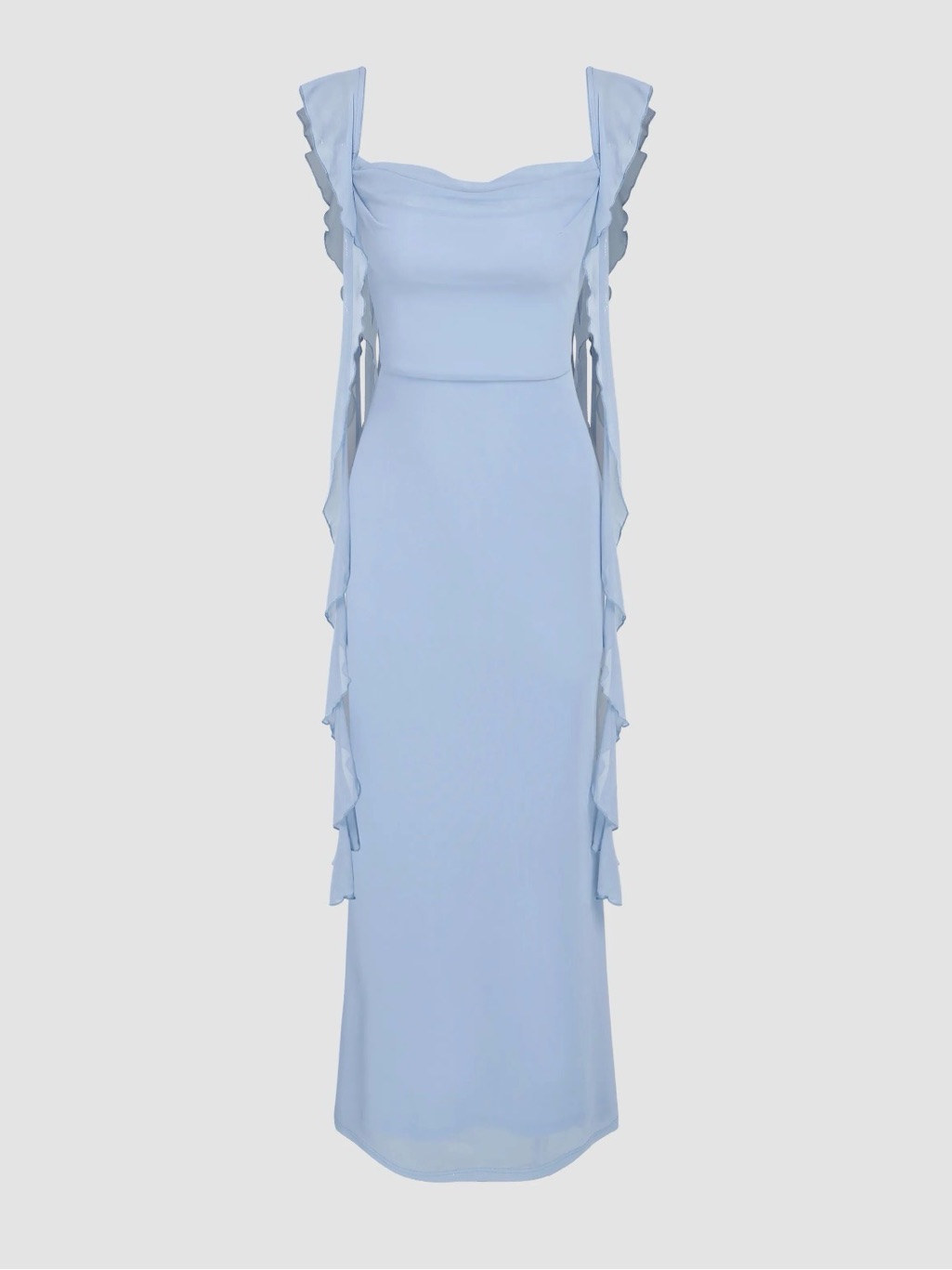 Cider Mesh Ruffle Hem Maxi Dress